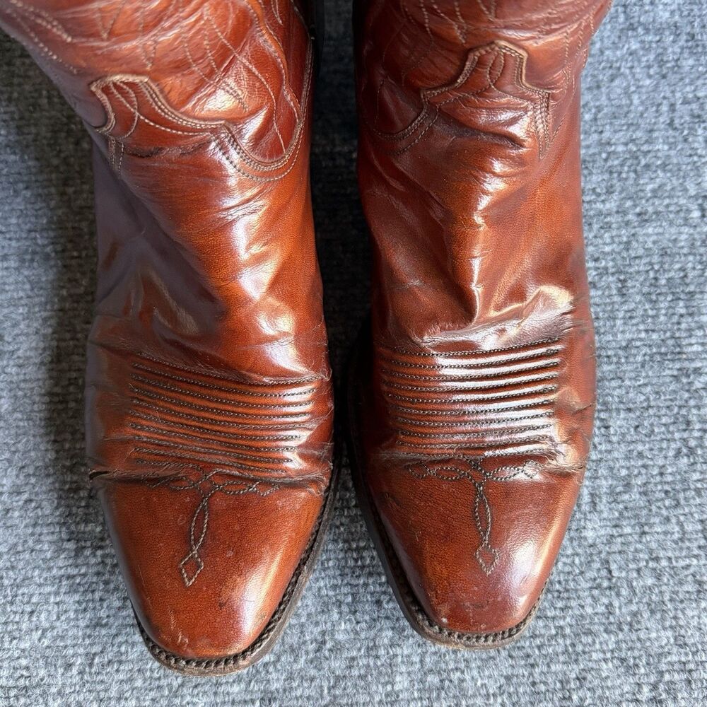Vintage Lucchese L6609 Brown Leather Cowboy Western Boots Men’s 11 D USA - Picture 8 of 16